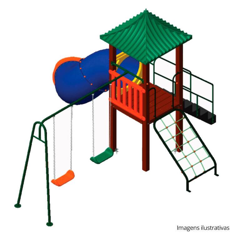 Playground Ecológico de Madeira Plástica KMP 0102 - Brinquedos para Parquinhos - Playground Infantil - Brinquedos de Parque para Escolas, Condomínios, Brinquedoteca, Praças e Construtoras.