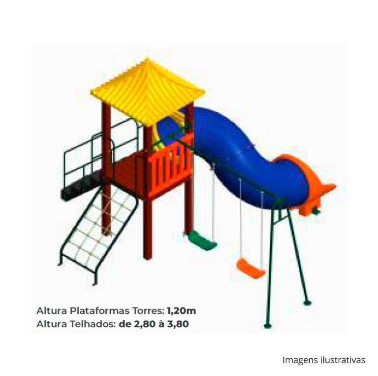 Playground Ecológico de Madeira Plástica KMP 0102 - Brinquedos para Parquinhos - Playground Infantil - Brinquedos de Parque para Escolas, Condomínios, Brinquedoteca, Praças e Construtoras.