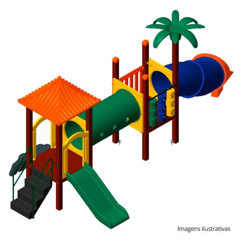 Playground de Madeira Plástica MP 0208 - Brinquedos para Parquinhos - Playground Infantil - Brinquedos de Parque