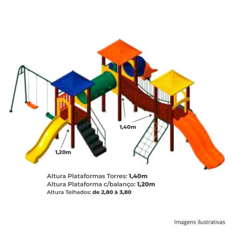 Playground de Madeira Plástica KMP 0301 - Brinquedos para Parquinhos - Playground Infantil - Brinquedos de Parque