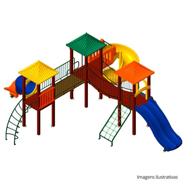 Playground de Madeira Plástica KMP 0302 - Brinquedos para Parquinhos - Playground Infantil - Brinquedos de Parque