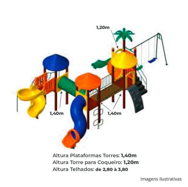 Playground de Madeira Plástica KMP 0401 - Krenke - Brinquedos para Parquinhos - Playground Infantil - Brinquedos de Parque