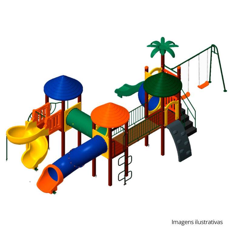 Playground de Madeira Plástica KMP 0401 - Krenke - Brinquedos para Parquinhos - Playground Infantil - Brinquedos de Parque