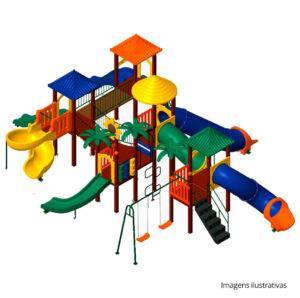 MP 0702 - Playground de Madeira Plástica - Brinquedos para Parquinhos - Playground Infantil - Brinquedos de Parque