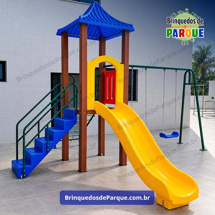 Playground de Madeira Plástica KMP 0101 - Krenke - Brinquedos para Parquinhos - Playground Infantil - Brinquedos de Parque para Escolas, Condomínios, Clubes, Hotéis - Brinquedão para Brinquedoteca