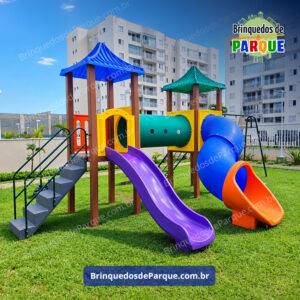 Parque 0202 - Playground Ecológico de Madeira Plástica - Brinquedos para Parquinhos - Playground Infantil - Brinquedos de Parque para Escolas, Condomínios, Praças, Construtoras, Clubes, Hotéis, Brinquedão para Brinquedoteca