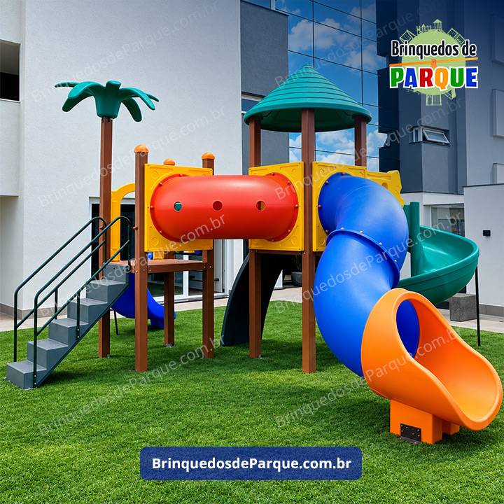 Parque 0204 - Playground Ecológico de Madeira Plástica - Brinquedos para Parquinhos - Playground Infantil - Brinquedos de Parque para Escolas, Condomínios, Praças, Construtoras, Clubes, Hotéis, Brinquedão para Brinquedoteca