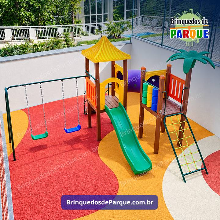Parque 0209 - Playground Ecológico de Madeira Plástica - Brinquedos para Parquinhos - Playground Infantil - Brinquedos de Parque para Escolas, Condomínios, Praças, Construtoras, Clubes, Hotéis, Brinquedão para Brinquedoteca