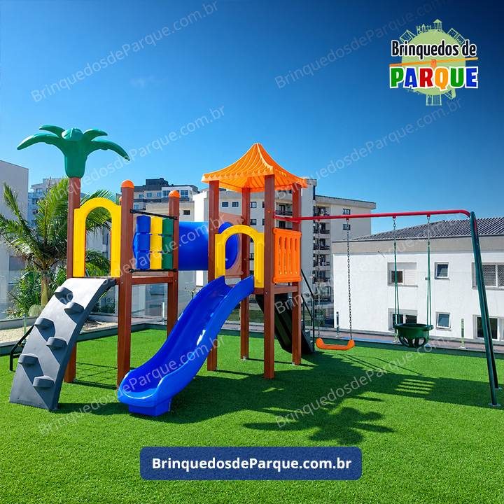 Parque 0209 - Playground Ecológico de Madeira Plástica - Brinquedos para Parquinhos - Playground Infantil - Brinquedos de Parque para Escolas, Condomínios, Praças, Construtoras, Clubes, Hotéis, Brinquedão para Brinquedoteca