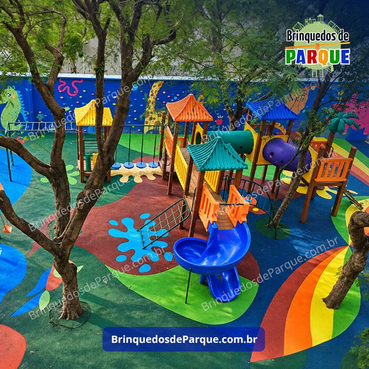 Parque 0601 - Playground Ecológico de Madeira Plástica - Brinquedos para Parquinhos - Playground Infantil - Brinquedos de Parque para Escolas, Condomínios, Praças, Construtoras, Clubes, Hotéis, Brinquedão para Brinquedoteca