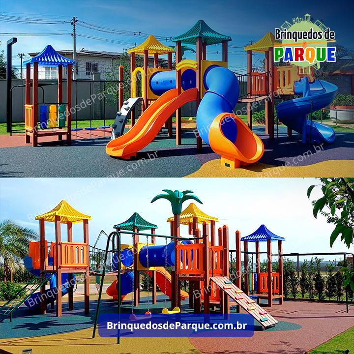Parque 0601 - Playground Ecológico de Madeira Plástica - Brinquedos para Parquinhos - Playground Infantil - Brinquedos de Parque para Escolas, Condomínios, Praças, Construtoras, Clubes, Hotéis, Brinquedão para Brinquedoteca