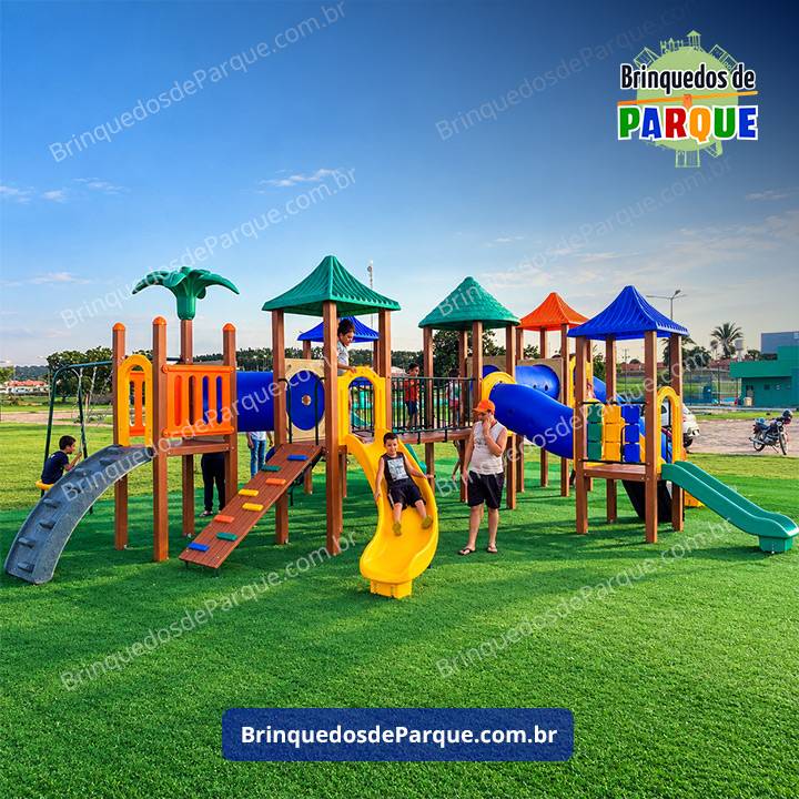 Parque 0603 - Playground Ecológico de Madeira Plástica - Brinquedos para Parquinhos - Playground Infantil - Brinquedos de Parque para Escolas, Condomínios, Praças, Construtoras, Clubes, Hotéis, Brinquedão para Brinquedoteca