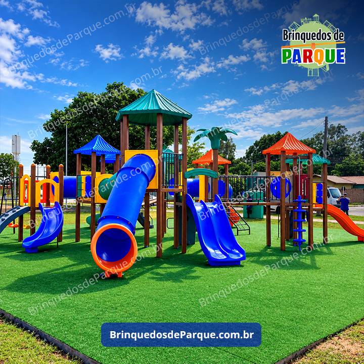 Parque 0901 - Playground Ecológico de Madeira Plástica - Brinquedos para Parquinhos - Playground Infantil - Brinquedos de Parque para Escolas, Condomínios, Praças, Construtoras, Clubes, Hotéis, Brinquedão para Brinquedoteca