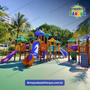 Parque 1101 - Playground Ecológico de Madeira Plástica - Brinquedos para Parquinhos - Playground Infantil - Brinquedos de Parque para Escolas, Condomínios, Praças, Construtoras, Clubes, Hotéis, Brinquedão para Brinquedoteca
