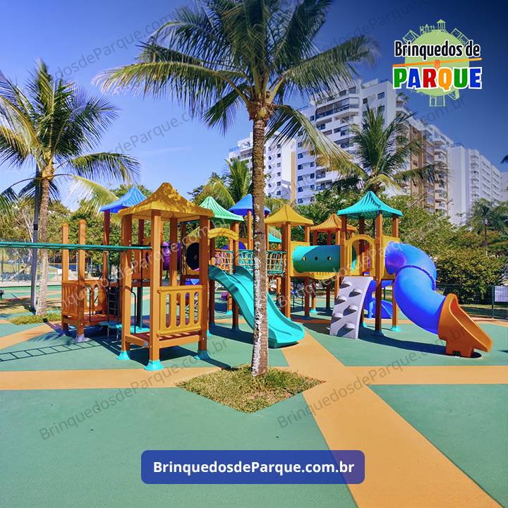 Parque 1101 - Playground Ecológico de Madeira Plástica - Brinquedos para Parquinhos - Playground Infantil - Brinquedos de Parque para Escolas, Condomínios, Praças, Construtoras, Clubes, Hotéis, Brinquedão para Brinquedoteca