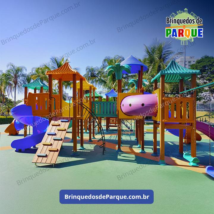 Parque 1101 - Playground Ecológico de Madeira Plástica - Brinquedos para Parquinhos - Playground Infantil - Brinquedos de Parque para Escolas, Condomínios, Praças, Construtoras, Clubes, Hotéis, Brinquedão para Brinquedoteca
